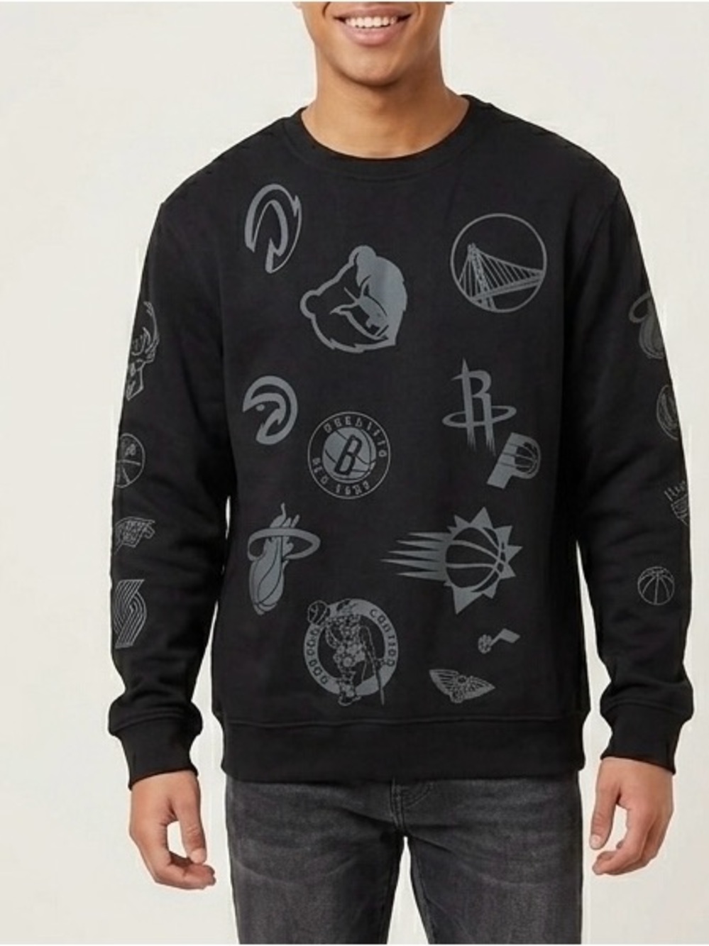 Ultra Game NBA All Team Logo Sweatshirt Men's M Black Gray Crewneck